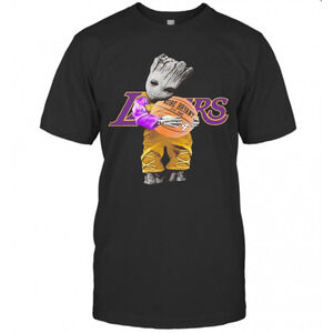 Baby Groot Lakers Hug Kobe Bryant Basketball Signature T-Shirt